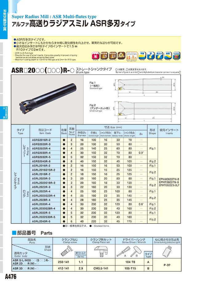 ASRL2016R-2 | ดอกกัดรัศมีป้อนสูง ASR แบบหลายฟัน (ชนิดก้านตรง ...