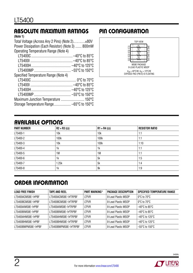 [Linear Technology] Resistor Array And Network | LTC | MISUMI Thailand