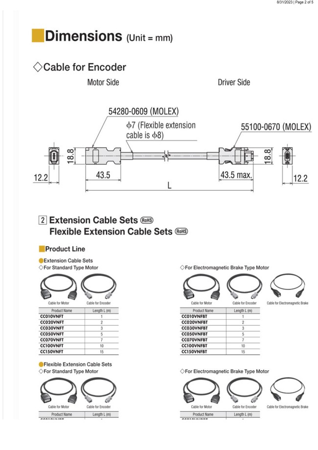 AZDC Encoder Cable | ORIENTAL MOTOR | MISUMI Thailand