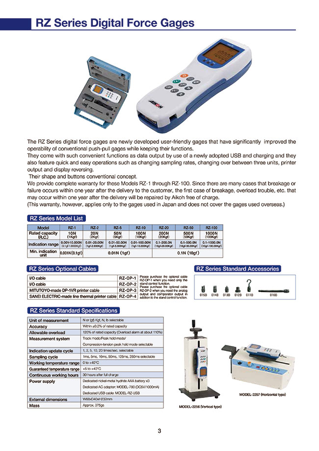 Rz 10 Digital Force Gauge Rz Series Aikoh Misumi Thailand